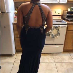 Two Piece High Neck Prom Dress